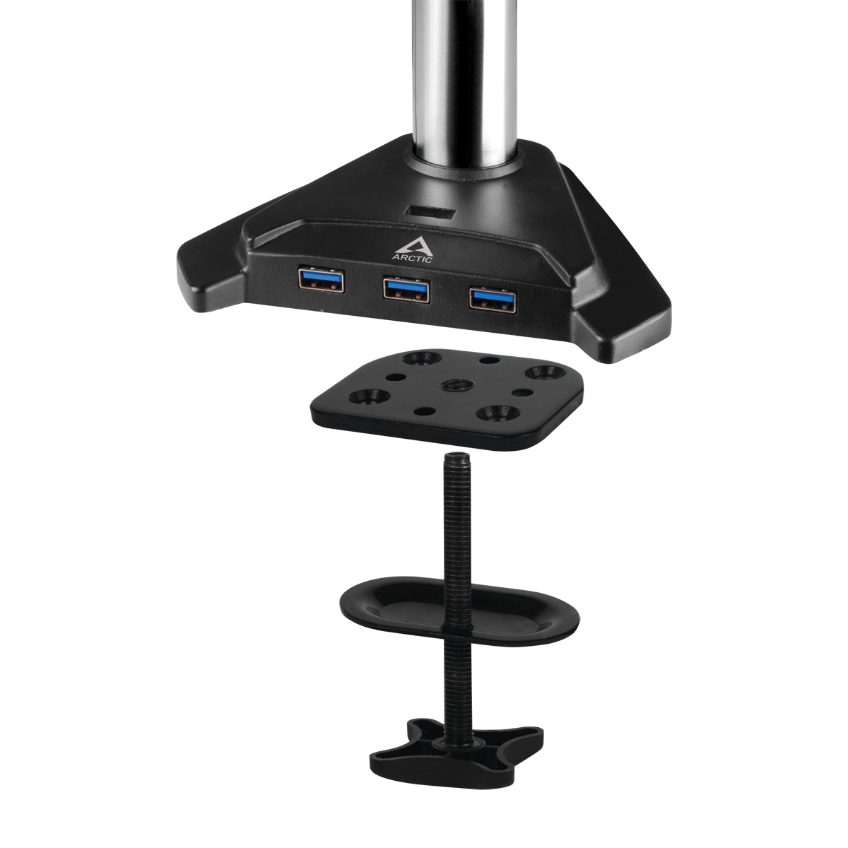 Desk Mount Monitor Arm with SuperSpeed USB Hub ARCTIC Z1 Pro (Gen 3) Detail View Table Clamp Individual Parts